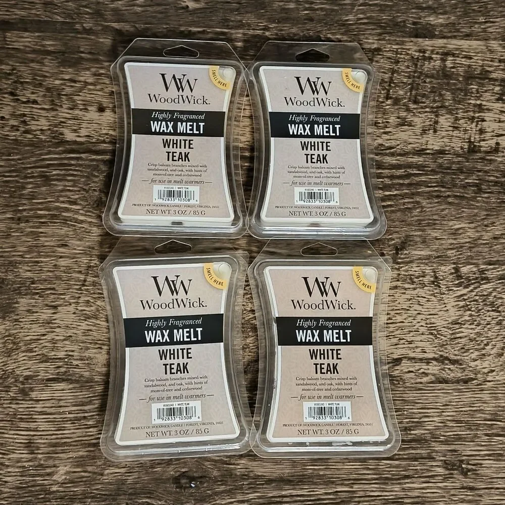 4 PACK WoodWick Highly Fragranced White Teak Wax Melts 3 oz - Picture 1 of 2